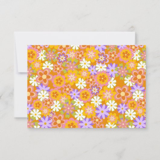 Groovy Oranje Floral Shower Custom Flat Bedankkaart (Achterkant)