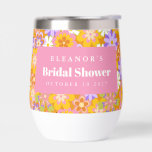 Groovy  Oranje Floral Vrijgezellenfeest Aangepast<br><div class="desc">Groovy  Sinaasappel Bloemen Vrijgezellenfeest Aangepaste Wijn Tumbler</div>