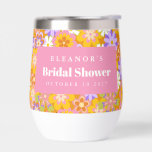 Groovy  Oranje Floral Vrijgezellenfeest Aangepast<br><div class="desc">Groovy  Sinaasappel Bloemen Vrijgezellenfeest Aangepaste Wijn Tumbler</div>