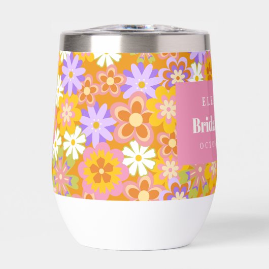 Groovy  Oranje Floral Vrijgezellenfeest Aangepast (Voorkant)