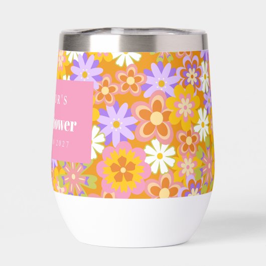 Groovy  Oranje Floral Vrijgezellenfeest Aangepast (Achterkant)