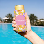 Groovy  Oranje Floral Vrijgezellenfeest Aangepast Seltzer Blikjeskoeler<br><div class="desc">Groovy  Sinaasappel Bloemen Vrijgezellenfeest Custom Seltzer Koelbox</div>