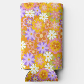 Groovy Oranje Floral Vrijgezellenfeest Aangepast Seltzer Blikjeskoeler (Achterkant)