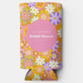 Groovy Oranje Floral Vrijgezellenfeest Aangepast Seltzer Blikjeskoeler (Voorkant)