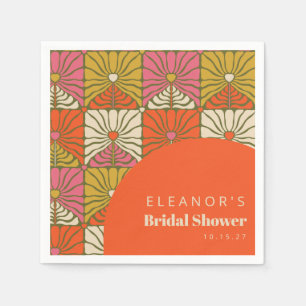 Groovy  Oranje Floral Vrijgezellenfeest Aangepast Servet