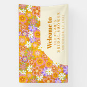 Groovy  Oranje Floral Vrijgezellenfeest Aangepast Spandoek (Verticaal)