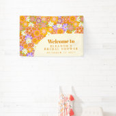 Groovy  Oranje Floral Vrijgezellenfeest Aangepast Spandoek (Insitu)