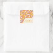 Groovy  Oranje Floral Vrijgezellenfeest Aangepast Vierkante Sticker (Tas)