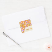 Groovy  Oranje Floral Vrijgezellenfeest Aangepast Vierkante Sticker (Envelop)
