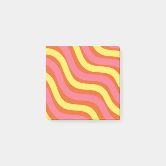 Groovy Oranje geel roze Wavy Stripe Bold Station Post-it® Notes (Voorkant)