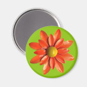 Groovy Oranje Hippie Daisy Flower Power Floral Magneet (Voorkant / Achterkant)