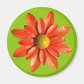 Groovy Oranje Hippie Daisy Flower Power Floral Magneet (Voorkant)
