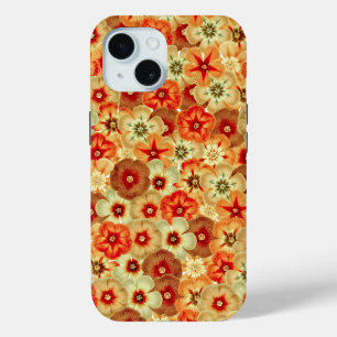 Groovy Oranje Hippie Flowers Patroon iPhone 15 Case