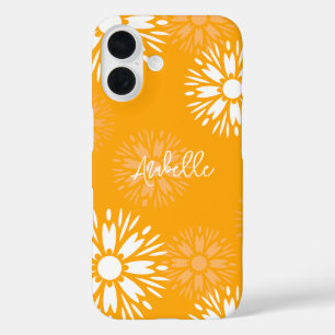 Groovy Oranje Madeliefje Bloem Retro Bloem Naam iPhone 16 Hoesje