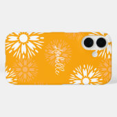 Groovy Oranje Madeliefje Bloem Retro Bloem Naam Case-Mate iPhone Case (Achterkant (horizontaal))