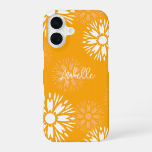 Groovy Oranje Madeliefje Bloem Retro Bloem Naam iPhone 16 Hoesje