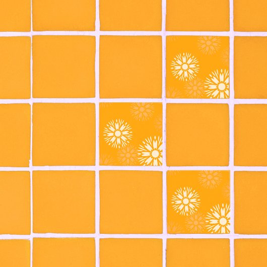 Groovy Oranje Madeliefje Bloem Retro Bloemmotief Tegeltje