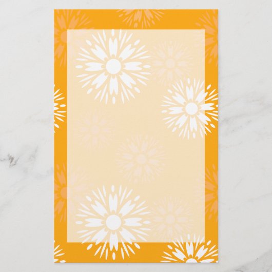 Groovy Oranje Madeliefje Bloem Retro Bloempatroon Briefpapier (Voorkant)