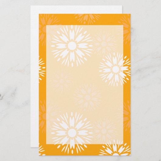 Groovy Oranje Madeliefje Bloem Retro Bloempatroon Briefpapier (Voorkant / Achterkant)