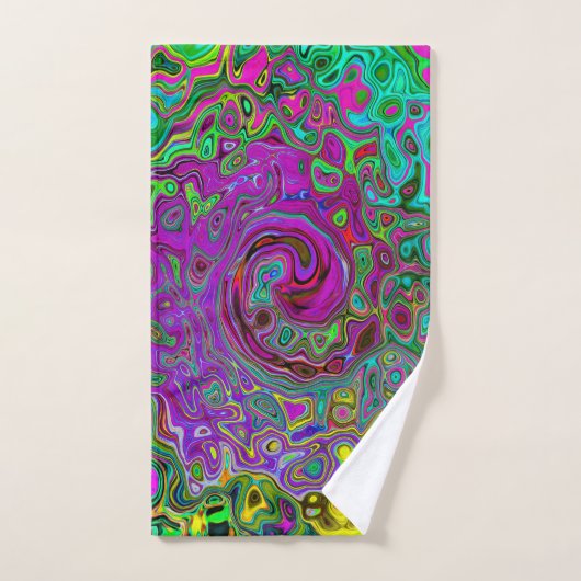 Groovy Paars Abstract Retro vloeistof Bad Handdoek (Handdoek)