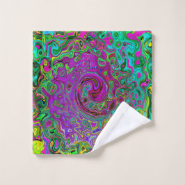 Groovy Paars Abstract Retro vloeistof Bad Handdoek