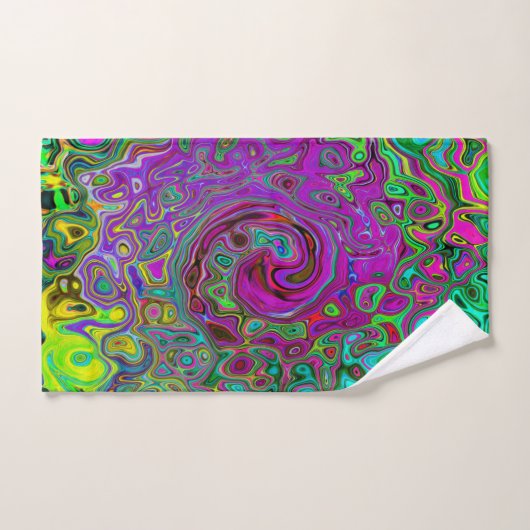 Groovy Paars Abstract Retro vloeistof Bad Handdoek (Handdoek)