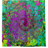 Groovy Paars Abstract Retro vloeistof Douchegordijn (Voorkant)