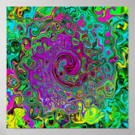 Groovy Paars Abstract Retro vloeistof Poster