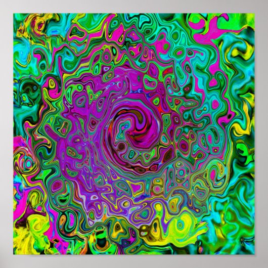 Groovy Paars Abstract Retro vloeistof Poster (Voorkant)