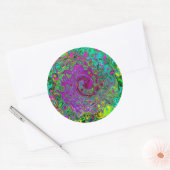 Groovy Paars Abstract Retro vloeistof Ronde Sticker (Envelop)