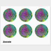 Groovy Paars Abstract Retro vloeistof Ronde Sticker (Vel)