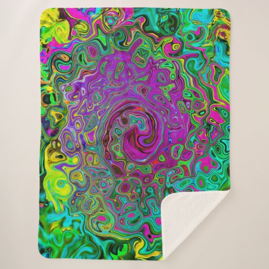 Groovy Paars Abstract Retro vloeistof Sherpa Deken (Voorkant)