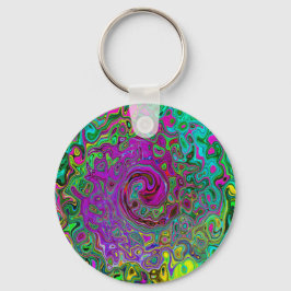 Groovy Paars Abstract Retro vloeistof Sleutelhanger