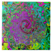 Groovy Paars Abstract Retro vloeistof Tegeltje (Voorkant)