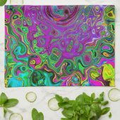 Groovy Paars Abstract Retro vloeistof Theedoek (Gevouwen)