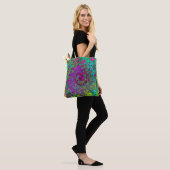 Groovy Paars Abstract Retro vloeistof Tote Bag (Op model)