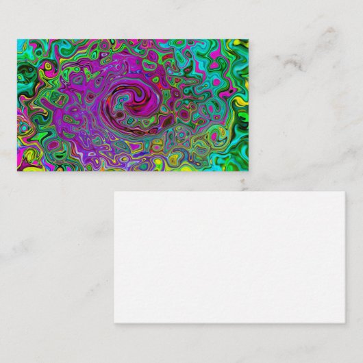 Groovy Paars Abstract Retro vloeistof Visitekaartje (Voorkant / Achterkant)