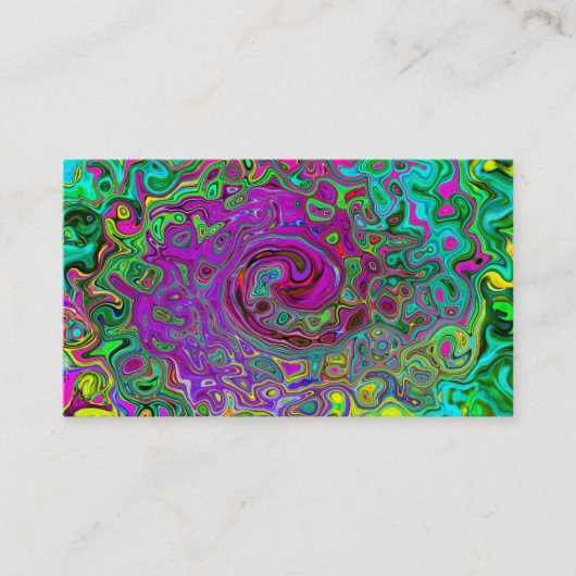 Groovy Paars Abstract Retro vloeistof Visitekaartje (Voorkant)