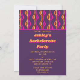 Groovy Paars Disco Bachelorette Party Kaart