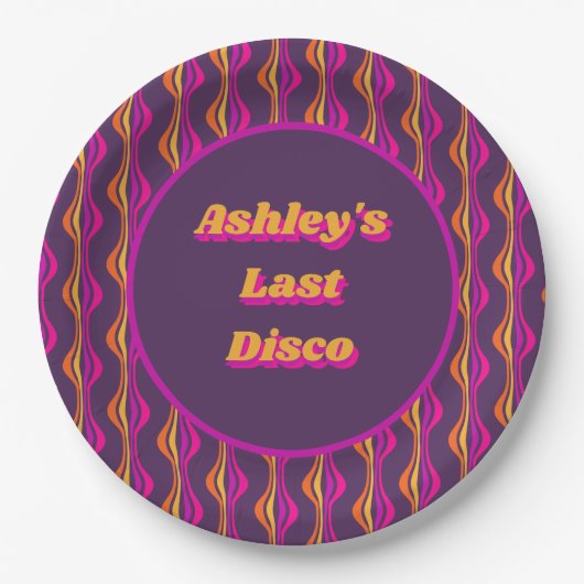 Groovy Paars Disco Bachelorette Party Papieren Bordje (Voorkant)