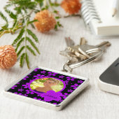 Groovy Paars en Black Photo Sleutelhanger (Zijkant)
