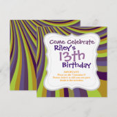 Groovy Paars en Green Rainbow Slide Stripes Kaart (Voorkant / Achterkant)