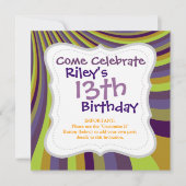 Groovy Paars en Green Rainbow Slide Stripes Kaart (Voorkant)