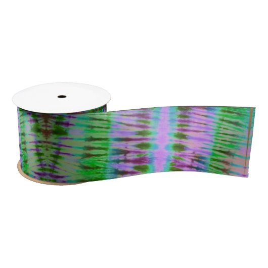 Groovy Paars en Green Tie Dye Ribbon Satijnen Lint (Spoel)