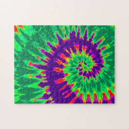 Groovy Paars en Green Tie Dye Spiral Legpuzzel