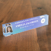 Groovy Paars gradiënt Aangepaste foto Logo Naambordje (Zijkant)