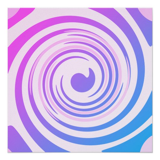 Groovy Paars Pink Blue Swirls Poster (Voorkant)
