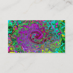 Groovy Paarse Abstracte Retro Vloeibare Draaikolk Visitekaartje