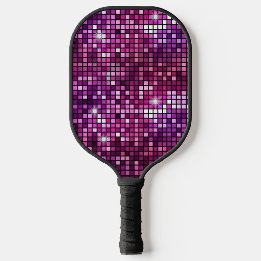Groovy Paarse Disco Ball Retro 70's Pickleball Paddle (Voorkant)