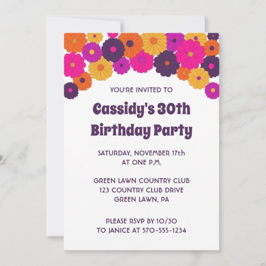 Groovy Paarse en Roze Hippie Bloem Kracht Kaart (Voorkant)